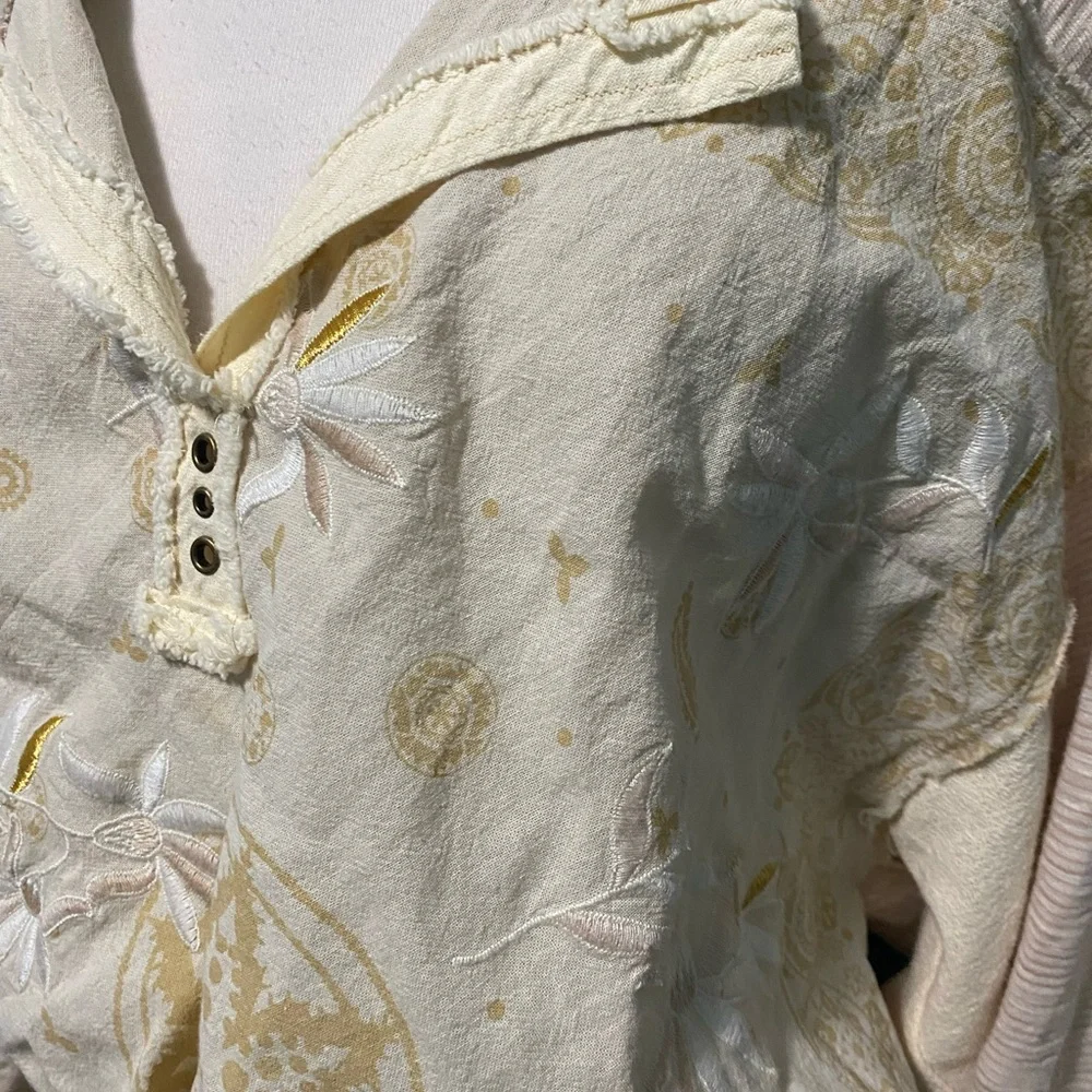 Free people embroidered tan top sz- XS - Picture 5 of 6